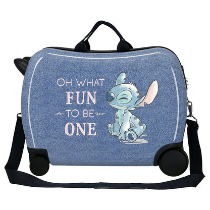 Maleta trolley azul de ABS con Stitch Disney y cuatro ruedas - 4