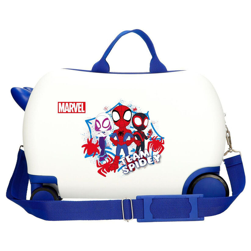 Maleta trolley ABS Team Up Spidey Marvel blanca con ruedas azules - 4