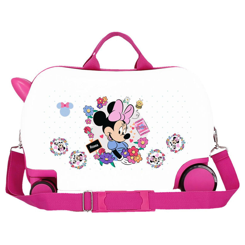 Maleta trolley ABS blanca y rosa con diseño floral de Minnie Disney - 3