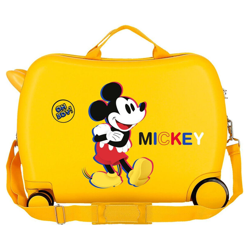 Maleta trolley amarilla de ABS con diseño 3D de Mickey Disney - 3