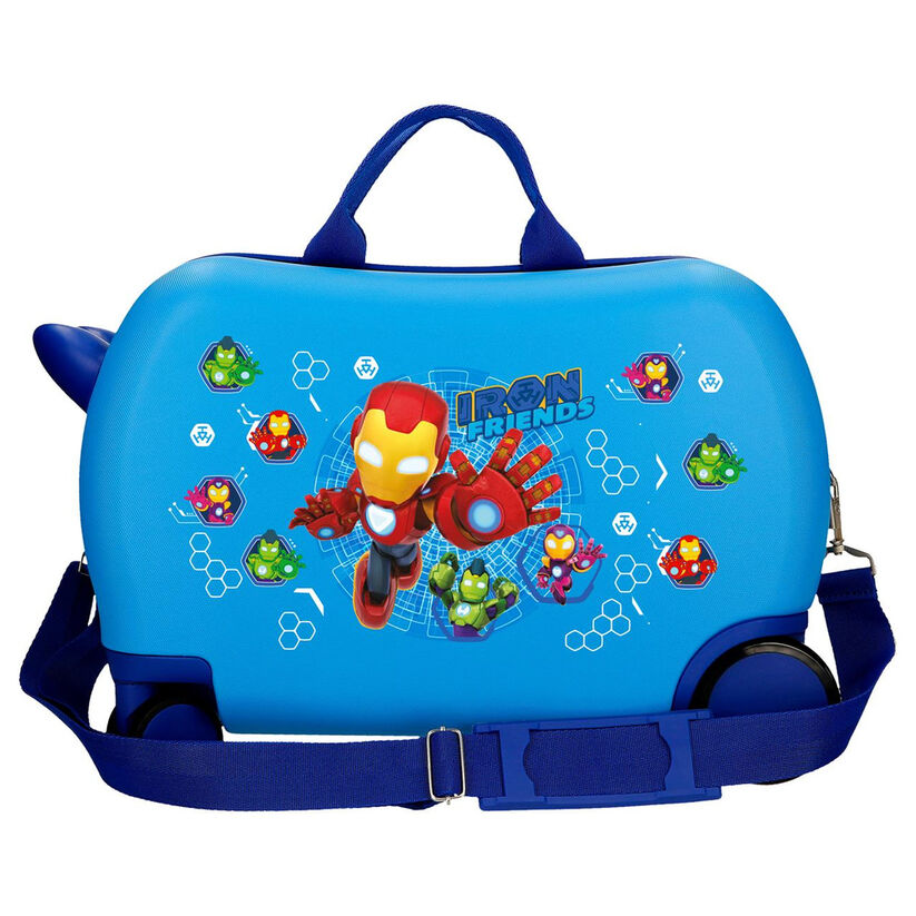 Maleta trolley azul de ABS con diseño de Iron Man y personajes Marvel - 3
