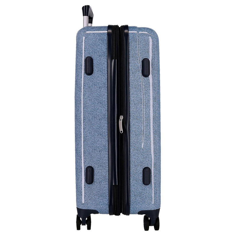Maleta trolley azul de ABS con diseño de Stitch y corazones rosas - 5