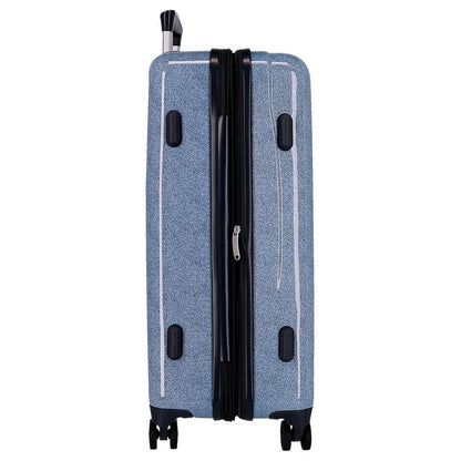 Maleta trolley azul de ABS con diseño de Stitch y corazones rosas - 5