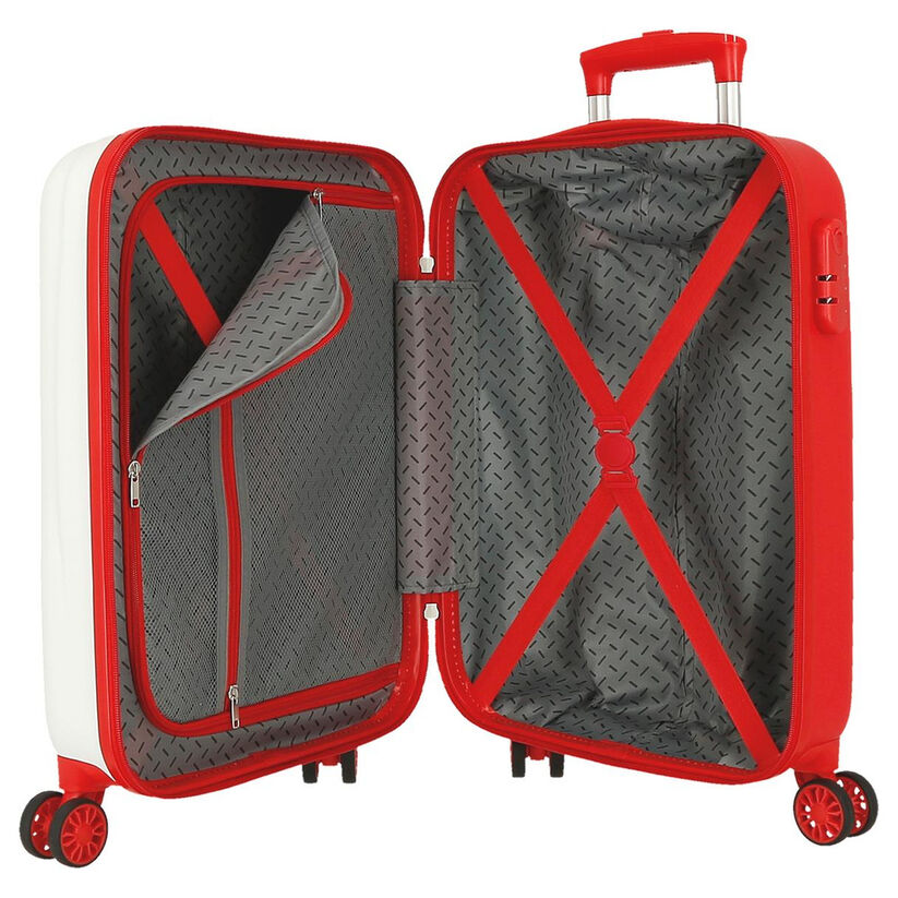 Maleta trolley blanca Happy Pets Lion con detalles rojos y ruedas dobles - 5