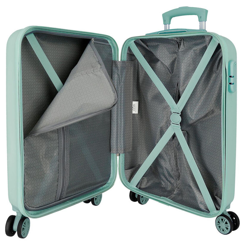Maleta trolley ABS verde menta con diseño de búho y hojas - 5