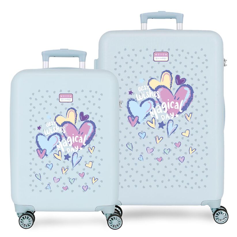 Set de dos maletas trolley Movom Best Wishes en azul claro