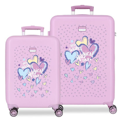 Set de dos maletas trolley Movom Best Wishes rosas