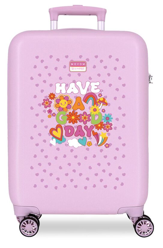 Maleta trolley Movom Good Day rosa con flores y ruedas dobles