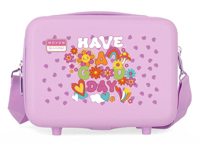 Neceser Movom Good Day rosa lila de ABS con estampado floral
