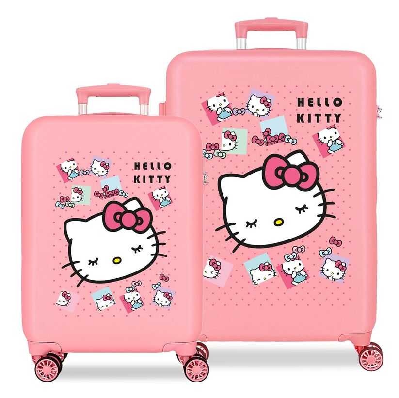 Set de dos maletas trolley rosas Hello Kitty con lazos