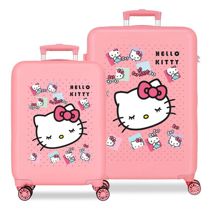 Set de dos maletas trolley rosas Hello Kitty con lazos