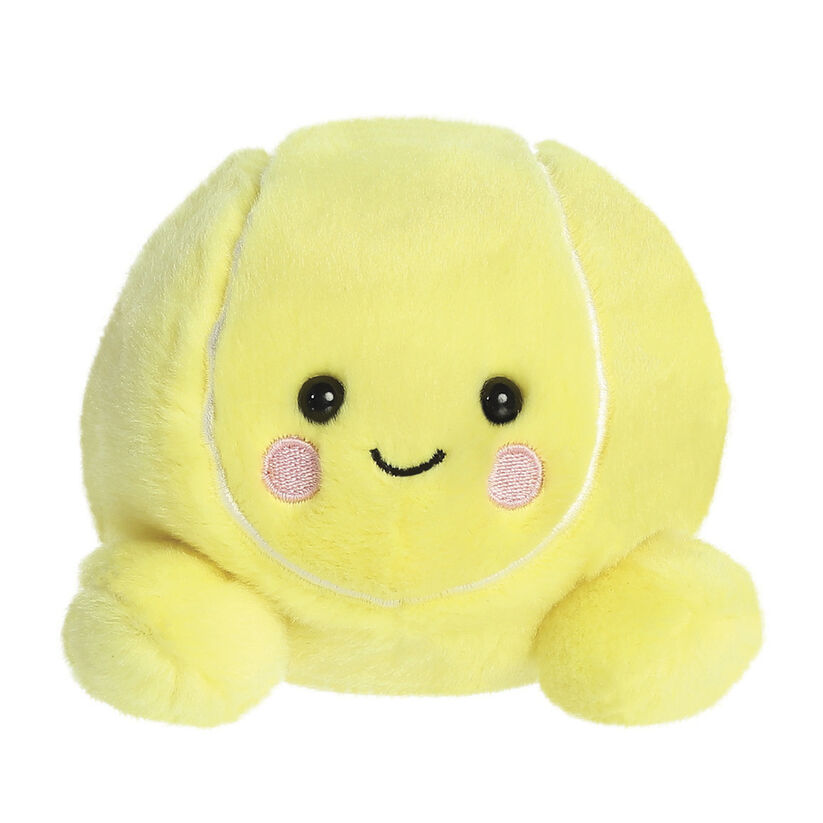 Peluche amarillo Palm Pals con forma de pelota de tenis y rostro sonriente