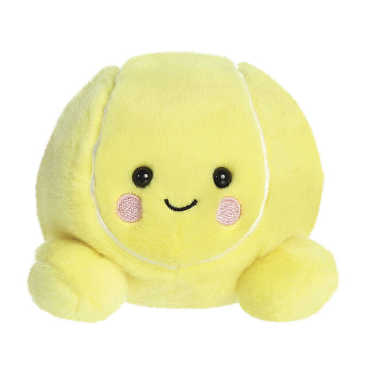 Peluche amarillo Palm Pals con forma de pelota de tenis y rostro sonriente
