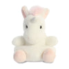 Peluche unicornio Palm Pals blanco con detalles rosas y cuerno plateado