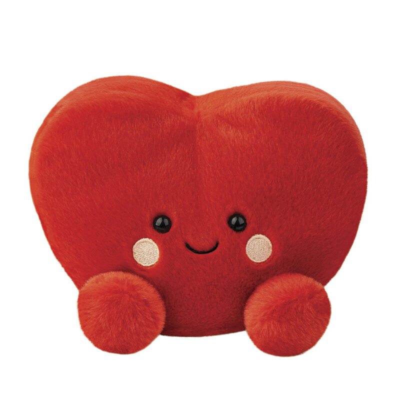 Peluche Palm Pals de AURORA con forma de corazón rojo y carita