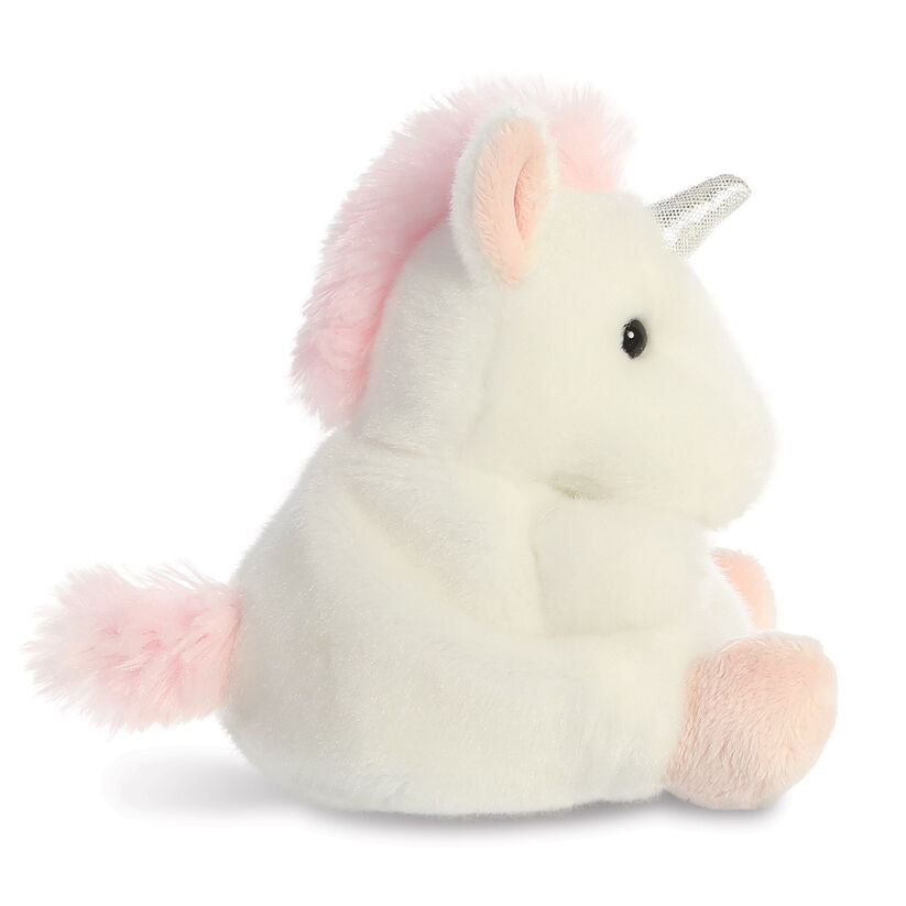 Peluche unicornio Palm Pals blanco con detalles rosas y cuerno plateado - 3
