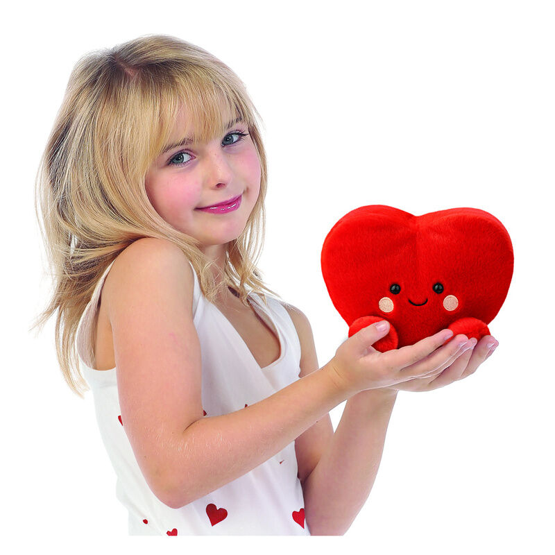 Peluche Palm Pals de AURORA con forma de corazón rojo y carita - 5