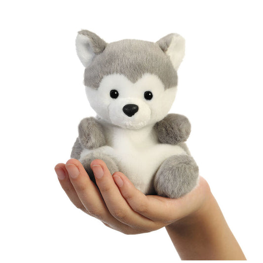 Peluche Husky AURORA Palm Pals gris y blanco de 13 cm - 5