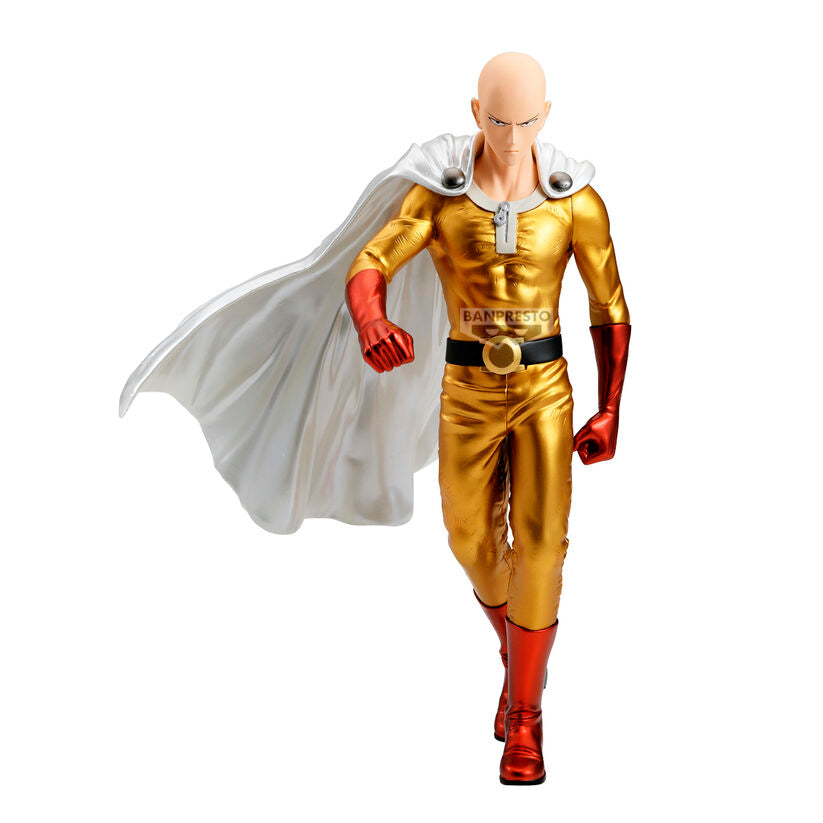 Figura de Saitama Metallic Ver. Grandista con traje dorado y capa blanca