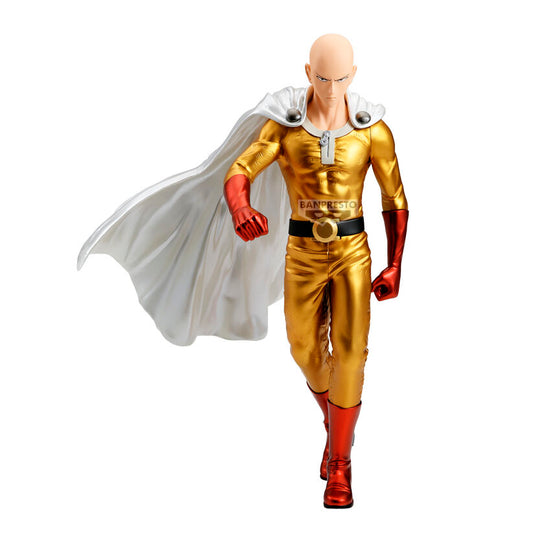 Figura de Saitama Metallic Ver. Grandista con traje dorado y capa blanca