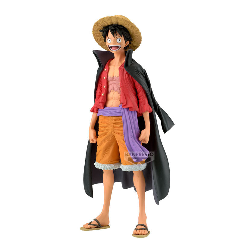 Figura de Monkey D. Luffy de One Piece con sombrero de paja y capa negra