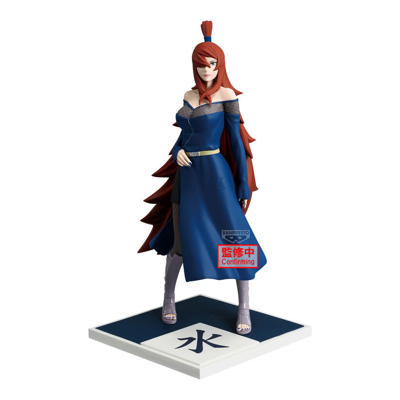 Figura de Mei Terumi Mizukage de Naruto Shippuden con vestido azul y base decorada