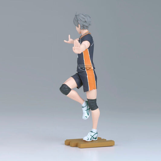 Figura de Koshi Sugawara de Haikyu!! con uniforme de voleibol sobre una base - 3