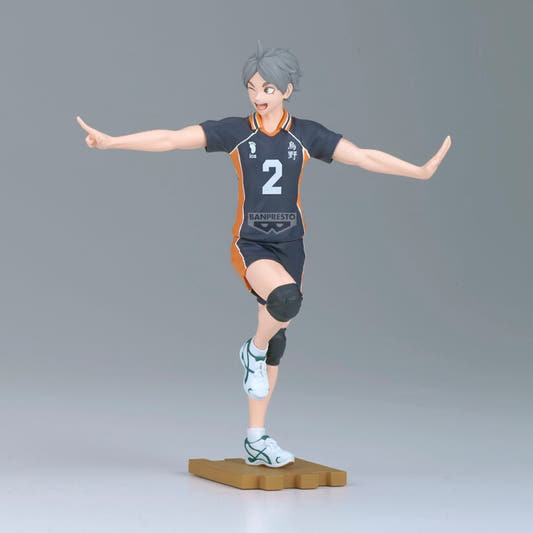 Figura de Koshi Sugawara de Haikyu!! con uniforme de voleibol sobre una base - 4