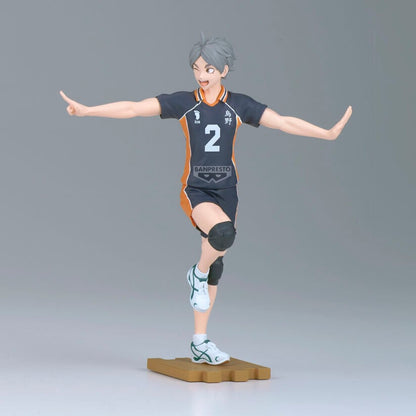 Figura de Koshi Sugawara de Haikyu!! con uniforme de voleibol sobre una base - 4