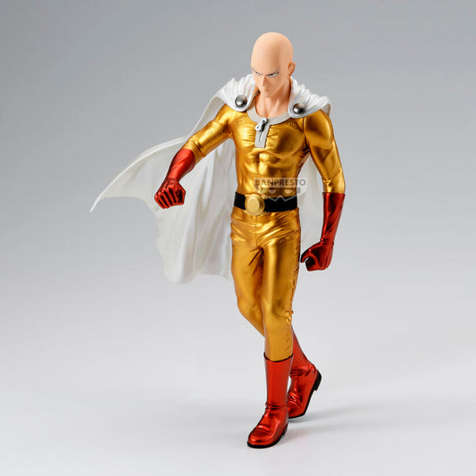 Figura de Saitama Metallic Ver. Grandista con traje dorado y capa blanca - 4