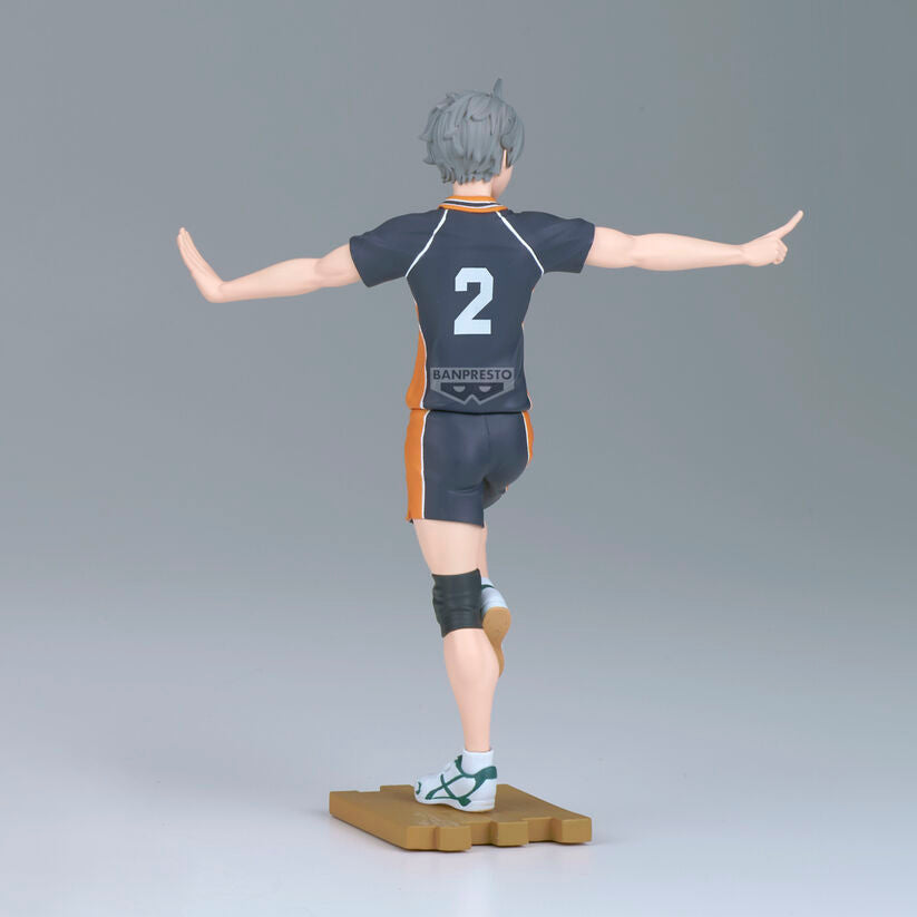 Figura de Koshi Sugawara de Haikyu!! con uniforme de voleibol sobre una base - 5