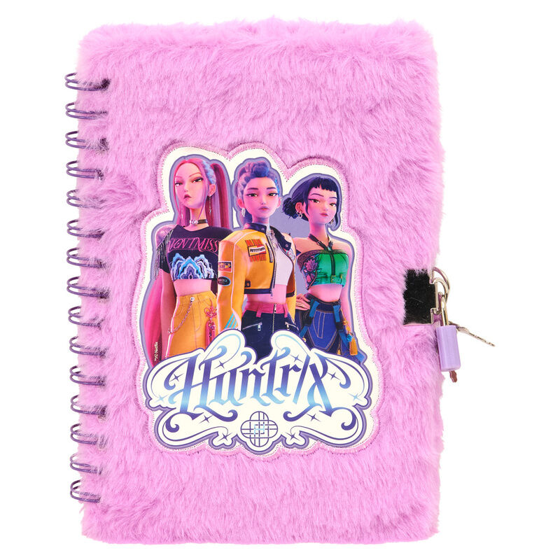 Set de diario rosa con candado y bolígrafo de 10 colores Kpop Demon Hunters