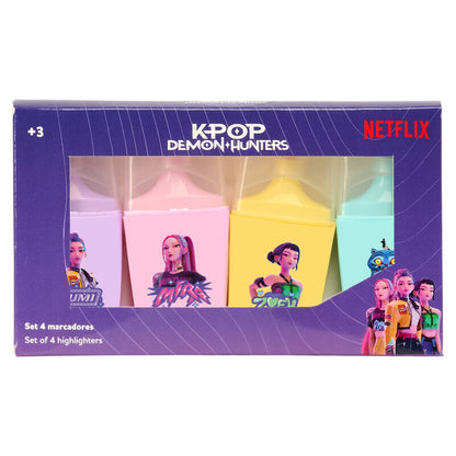 Set de 4 rotuladores fluorescentes Kpop Demon Hunters SAFTA