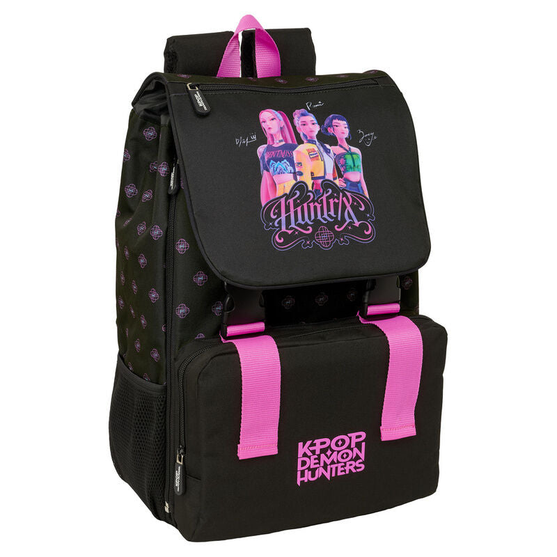 Mochila SAFTA Kpop Demon Hunters negra y rosa de 41 cm