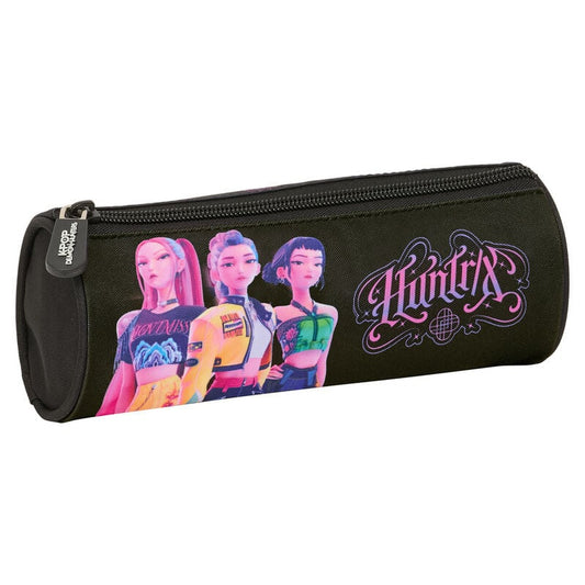 Portatodo redondo negro SAFTA de Kpop Demon Hunters con tres personajes