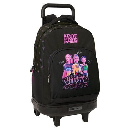 Trolley mochila negro KPOP Demon Hunters SAFTA con ruedas y asa extraíble