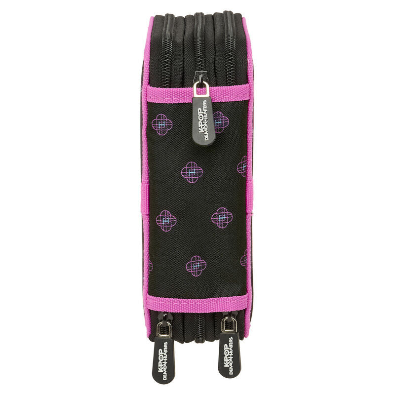 Plumier triple SAFTA Kpop Demon Hunters negro y rosa con 37 piezas - 3