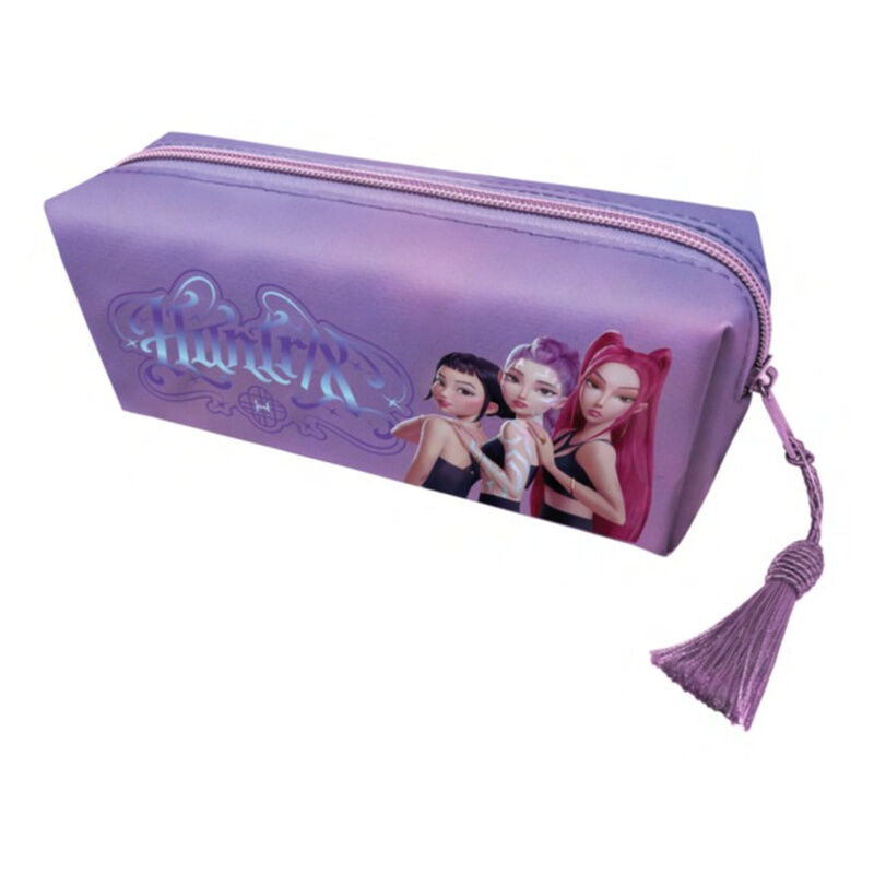 Portatodo morado Huntrix KPop Demon Hunters con borla