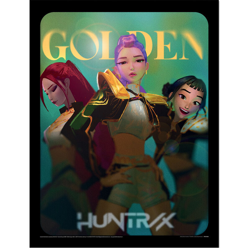 Cuadro enmarcado Golden de KPop Demon Hunters con las tres guerreras HUNTR/X