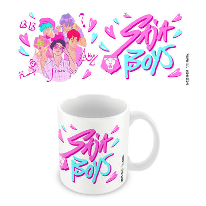 Taza de cerámica Saja Boys de KPop Demon Hunters en rosa y turquesa - 2