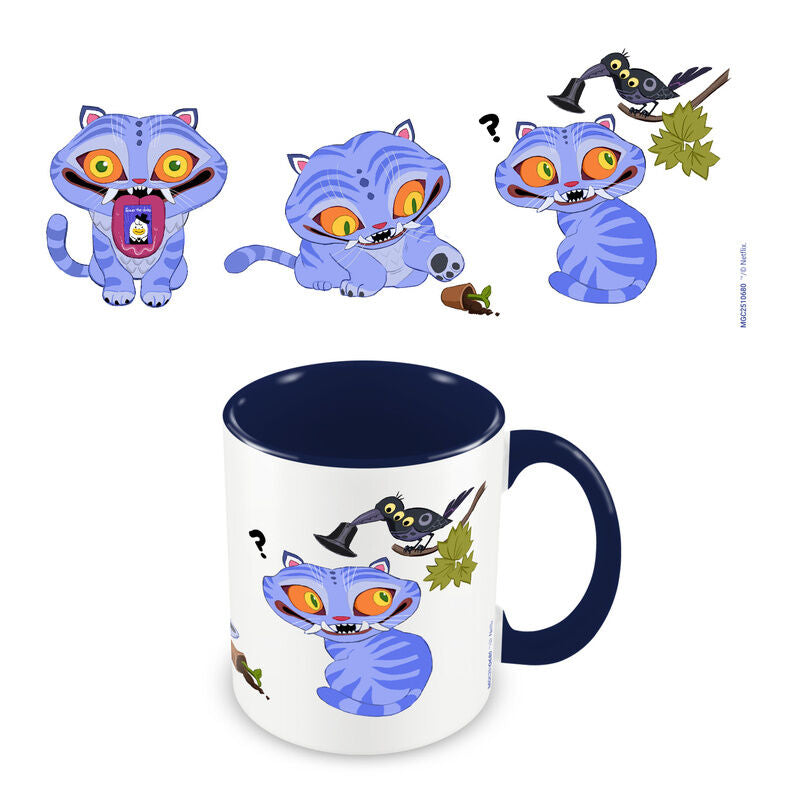 Taza de cerámica Derpy KPop Demon Hunters con personaje felino azul