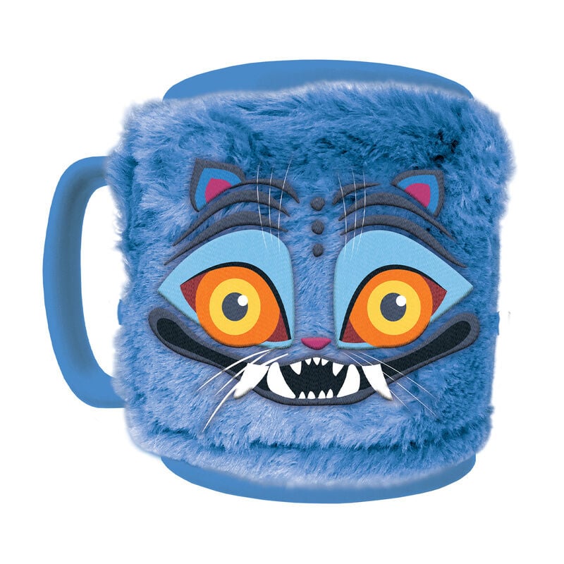 Taza azul de Derpy KPop Demon Hunters con funda de peluche