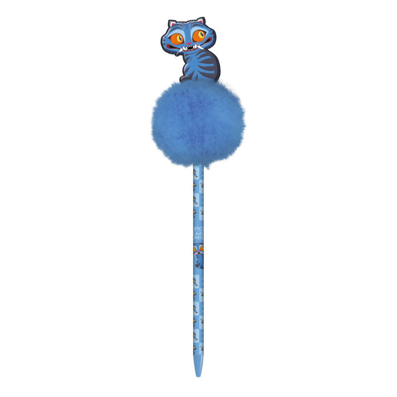Bolígrafo azul con pompom y figura de Derpy de KPop Demon Hunters