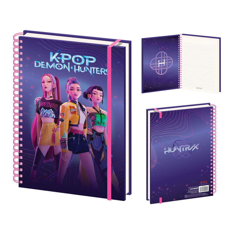 Cuaderno A4 Huntrix de KPop Demon Hunters con espiral