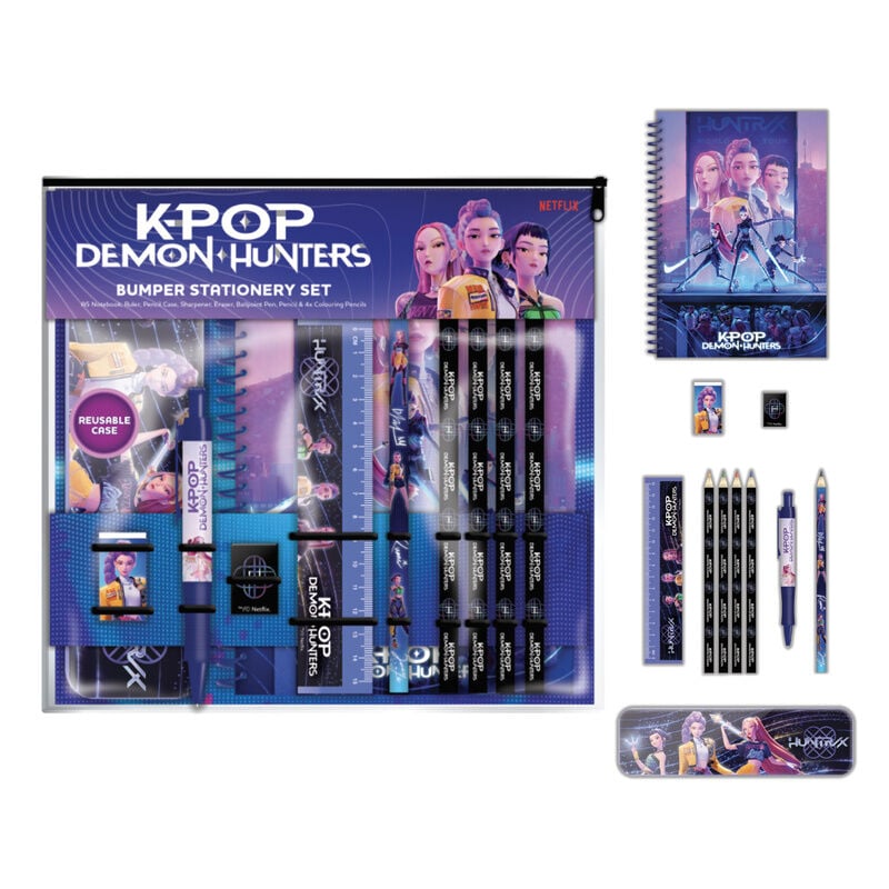 Set de papelería A5 KPop Demon Hunters con cuaderno y útiles de escritura