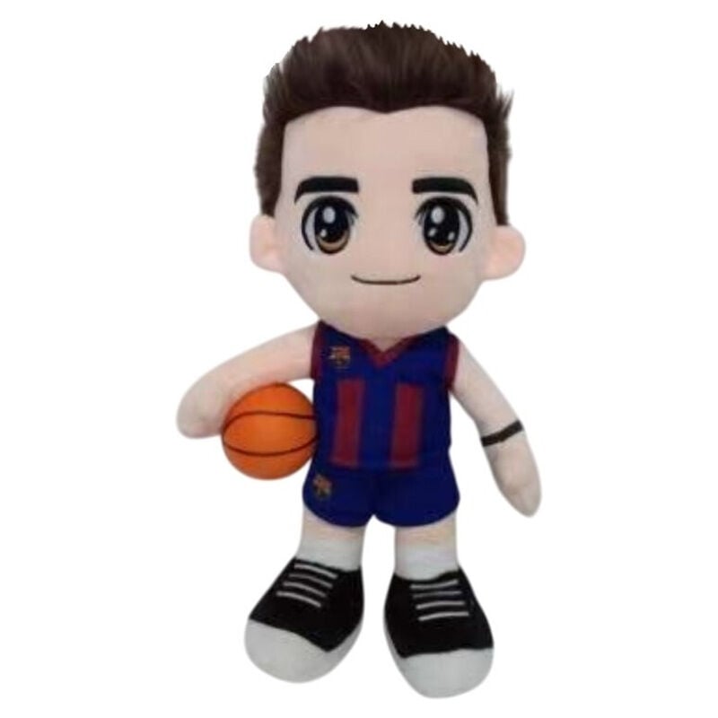 Peluche jugador de baloncesto del FC Barcelona con balón naranja