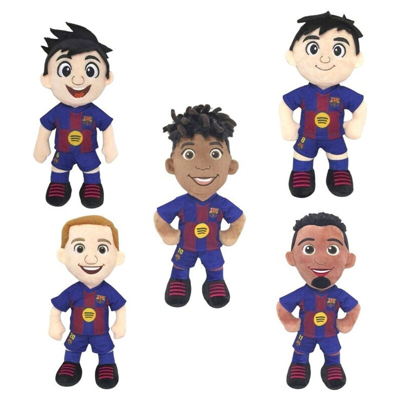 Peluche de jugador del FC Barcelona con uniforme azulgrana