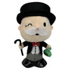Peluche Millonario de Monopoly con sombrero, bastón y bolsa de dinero