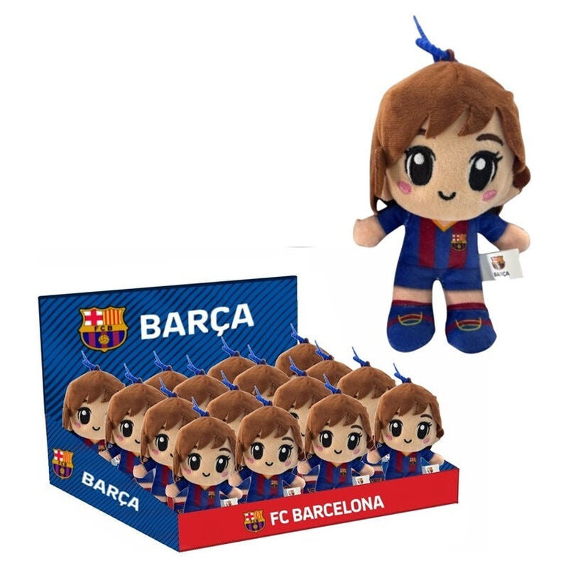 Peluche Chica FC Barcelona de 12 cm con equipación azulgrana