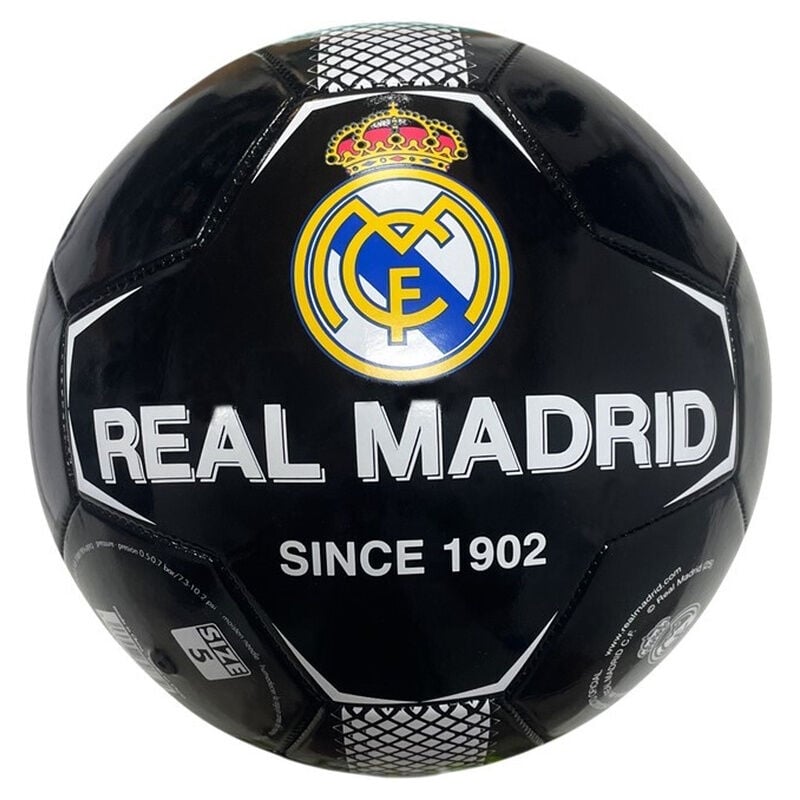 Balón negro Real Madrid 1902 con escudo y talla 5